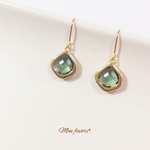シャネルストーン カットマロン ミントグリーンピアス