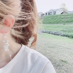 〈small flowers〉 ロングピアス　white