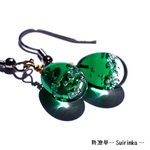 ガラスの泡しずくピアス 【グリーン×クリア】 