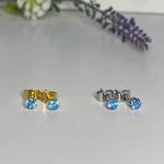 ジルコニアAAAAAアクアブルー４㎜一粒ピアス