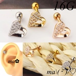 軟骨ピアス キラキラ ハート 16G