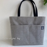 帆布A4 ストライプデニムのトートバッグ 