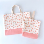 フルーツピーチ🍑　【入園入学2点セット】レッスンバッグ　上履き入れ　入園グッズ　入学グッズ　女の子　ピンク　桃
