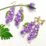 ラベンダーカラーの染めレースピアス / イヤリング