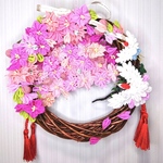 ［ 桃梅桜 ］つまみ細工　和　リース　インテリア　飾り