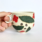 コーヒー柄の絵付けマグカップ 電動ろくろ / 陶器