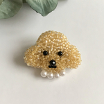 トイプードル(アプリコット)のビーズ刺繍ブローチ