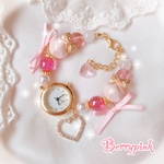 Berrypink♡量産型ハートビジューのブレスレットウォッチ♡腕時計♡濃いピンク