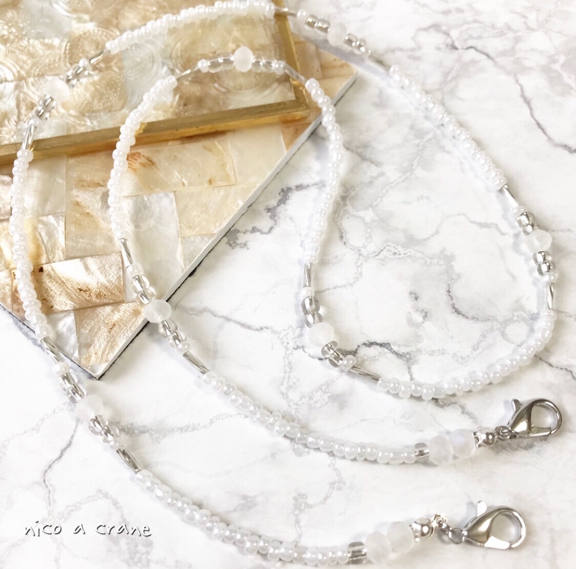 ♪471❤️ 花ジルコニアパールマスクチェーンメガネチェーンマスク