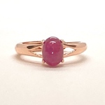 **Untreated 8×6mm Ruby Caboshon Ring ✳︎無処理ルビー　カボション　ローズゴールドリング　シルバー925  ピンクゴールド　k18gp サイズ調整可能