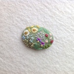 【再販×2】リネンと刺繍の野の花のヘアゴム orブローチ　ブラック