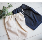 ゆるシルエットデニムパンツ(ハーフ丈)☆子供服☆2色90,100,110,120,130サイズ男女兼用ハンドメイド【受注製作】