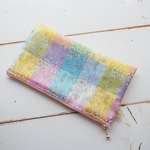 ★One side all skeleton pouch　リバティ　カペル　マドラスチェック　カラフル系　21×11.5㎝