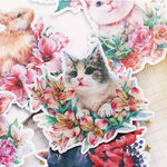 PVC半透明！癒し　花飾り動物達♡フレークシール