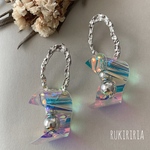 RUKIRIRIA #682  シルバー×クリアビニールチタンピアス  大ぶりピアス 大ぶりイヤリング  PVC