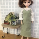 リカちゃん・服＊春色🌸ホワイトトップス＆グリーンのスカート