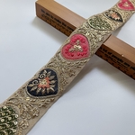B品/約4cm幅/刺繍リボン/オーガンジー/ハート/❤︎/⑤