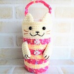 猫なペットボトルホルダー・ミニ！（小さいペットボトル用）【白猫・ロリポップキャンディ】
