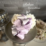 モアリボン バナナクリップ　レースラベンダー&光沢サテンライトグレー