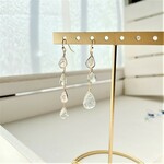 Crystal teardrop asymmetrical earrings, hypoallergenic surgical stainless steel 0029