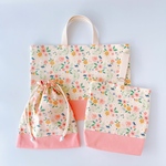 マーガレットフラワー🌷　【入園入学3点セット】レッスンバッグ　上履き入れ　体操着袋（持ち手なし）花柄　北欧　女の子　入園グッズ　入学グッズ