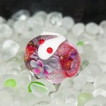 花に白蛇　桃金赤紫マーブル金箔散らし（花・二彩花）