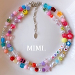 ビーズチョーカー🌈ビーズネックレス🌈☺︎2連☺︎☺︎☺︎Happyカラフルポップ🌈/MIMI.
