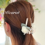新作　数量限定　ヘアアクセサリー　ヘアクリップ　お花バンスクリップ　バンスクリップ　ホワイト　ウエディング　夏ヘアアクセサリー　キラキラ