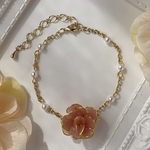 ブレスレット「薔薇」〜くすみピンク