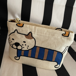 送料無料 ポーチ デカ猫 ミニ 小さめ 隠しマチ 折りマチ ねこ