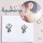 天然石 アクアマリン と クリスタル の ピアス ♡ 樹脂ピアス / 樹脂ノンホール対応可能