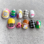 ネイルチップ🌈💛🧡💕個性派ネイル