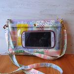 【たまこ様専用】長財布も入るスマホポシェット/水彩パステルカラー　革リボン