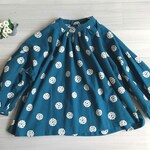 ★YUWAコットンリネンまる花ギャザーブラウス