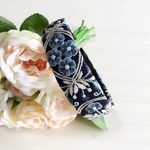 インド刺繍リボン　カチューシャ　小花　ネイビー