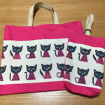 レッスンバッグ(絵本袋)、上靴袋2点セット 幼稚園・入園グッズ　ねこ