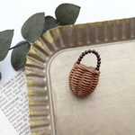 ウッドハンドルかごバッグ(brown)