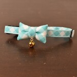 バイアスチェック　アクア【蝶ネクタイ】＊猫(&小型犬)首輪