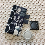 ほぼ日weeks手帳カバー　tambourineチャコールグレー◯ホワイトに片面ちょこっとパッチワーク　