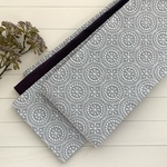 サークル刺繍レース　半幅帯　ブルーグレー／スモークパープル