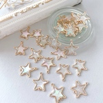 4pcs ＊ シェル  スター型ゴールドフレーム コネクター 　ホワイト（0250）
