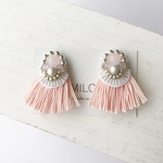 pink dress fringe  ビーズ刺繍ピアス/イヤリング