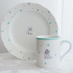 〖 垂れ耳猫のフリルプレート&マグ 〗ねこ マグカップ