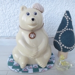 しろくま貯金箱　ミナペルホネン　ヒュッテ　タンバリン　マット＆ツリー　ハンドメイド