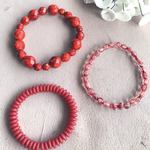 SALE【red系3連セット】JIRI＊IVANA#czech beads#チェコ ビーズ　melon round5㍉spacer6㍉FP mix6㍉8㍉10㍉