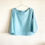 リネンのボートネックプルオーバー(サックスブルー)