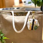 夏！楽しいジュートバック裏地ひまわり🌻(黄色)ミニポーチ付き❗️