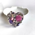 con Morado ３   Antique Silver Beads Reunion  ビーズ刺繍ブローチ