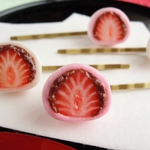 和菓子シリーズ　いちご大福ヘアピン