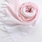 かろやかコットンシルク＊桜色×虹色＊手染めのストール